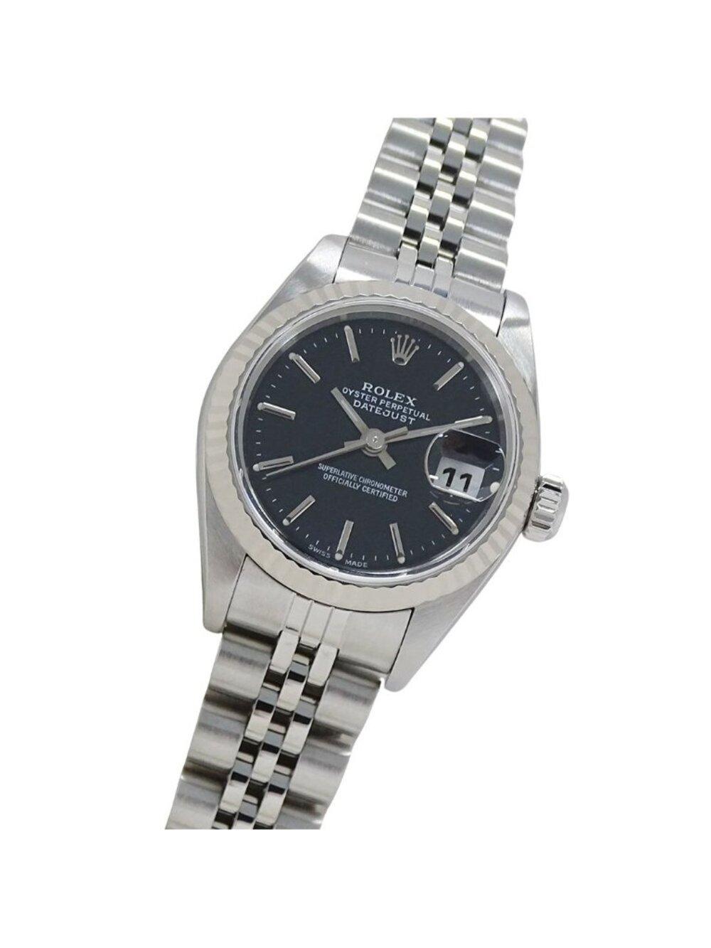 Rolex Datejust Watch Automatic Stainless Steel White Gold Silver Black